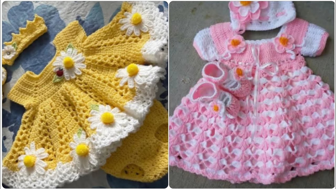 Beautiful latest baby girls crochet frocks pattern designs