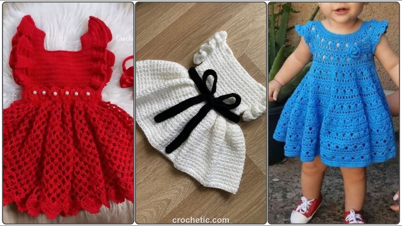 Crochet Baby Frock Fast Easy Pattern How Making Baby Ruffle Dress Pineapple Pattern Stitched 2023