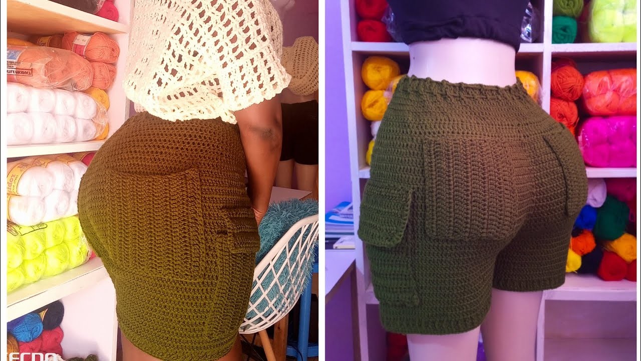 Crochet cargo shorts. crochet shorts.DIY
