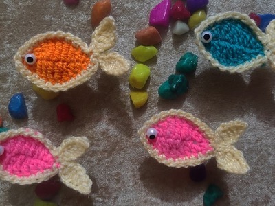 Crochet fish applique.crochet sea animal tutorial.tığ balık aplike. 