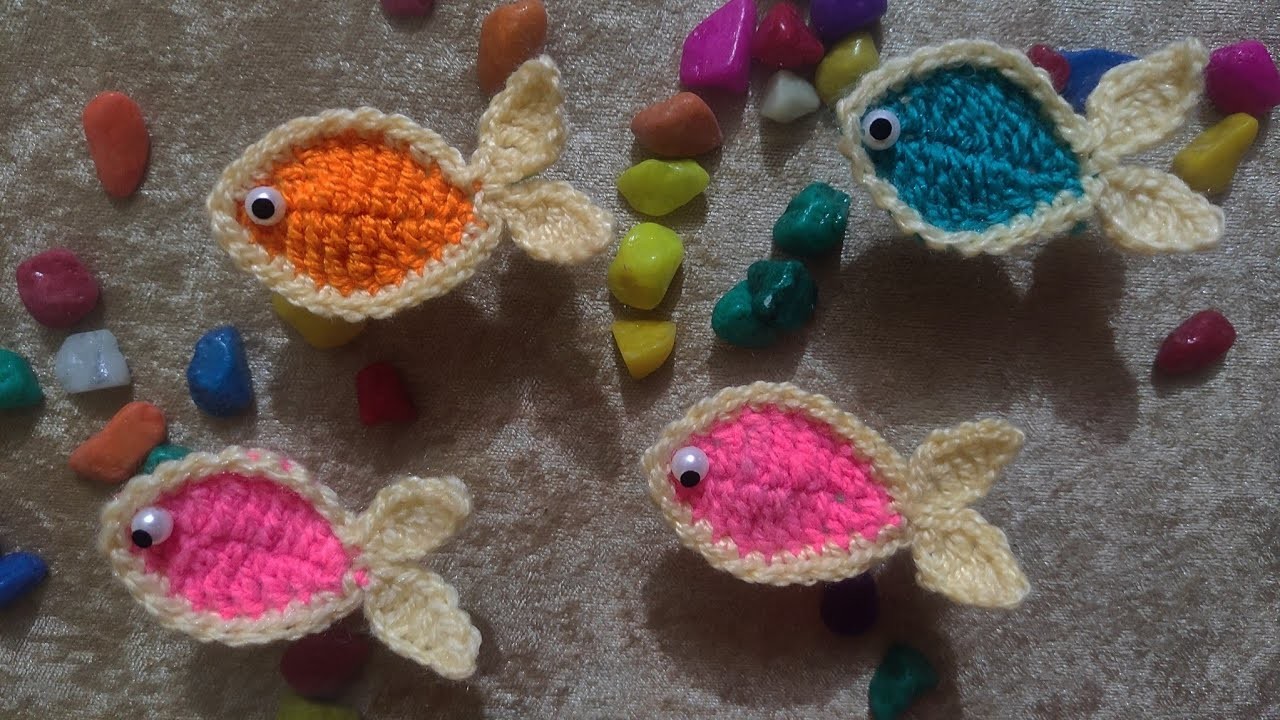 Crochet fish applique.crochet sea animal tutorial.tığ balık aplike. 