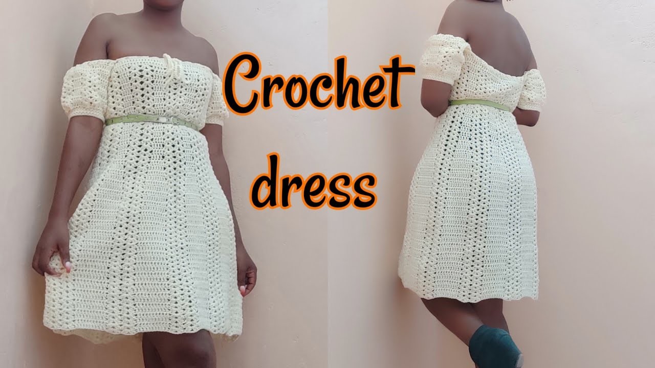 Crochet off shoulder dress.full coverage dress