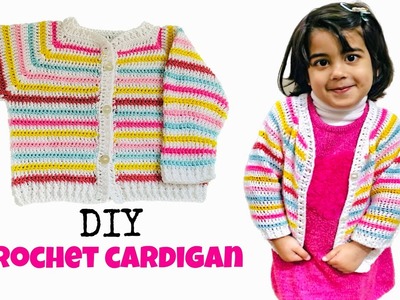 Diy baby crochet cardigan.how to make easy children sweater#crochetcardigan #crochetpatterns
