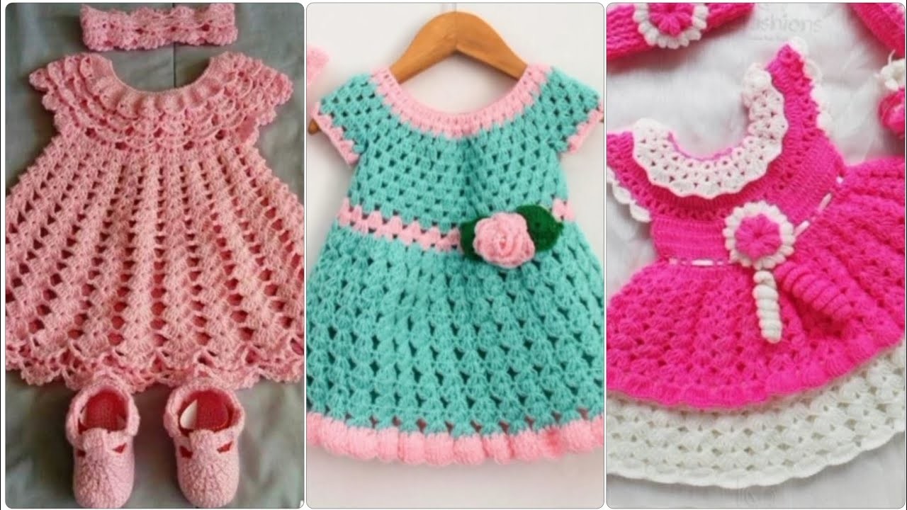 Gorgeous and beautiful baby girls crochet frocks pattern designs ideas
