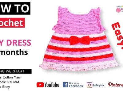 ????How To Crochet A Cute Baby Dress For Newborns - 3 Months | Free Crochet Pattern | Crochet Gift ????❤️