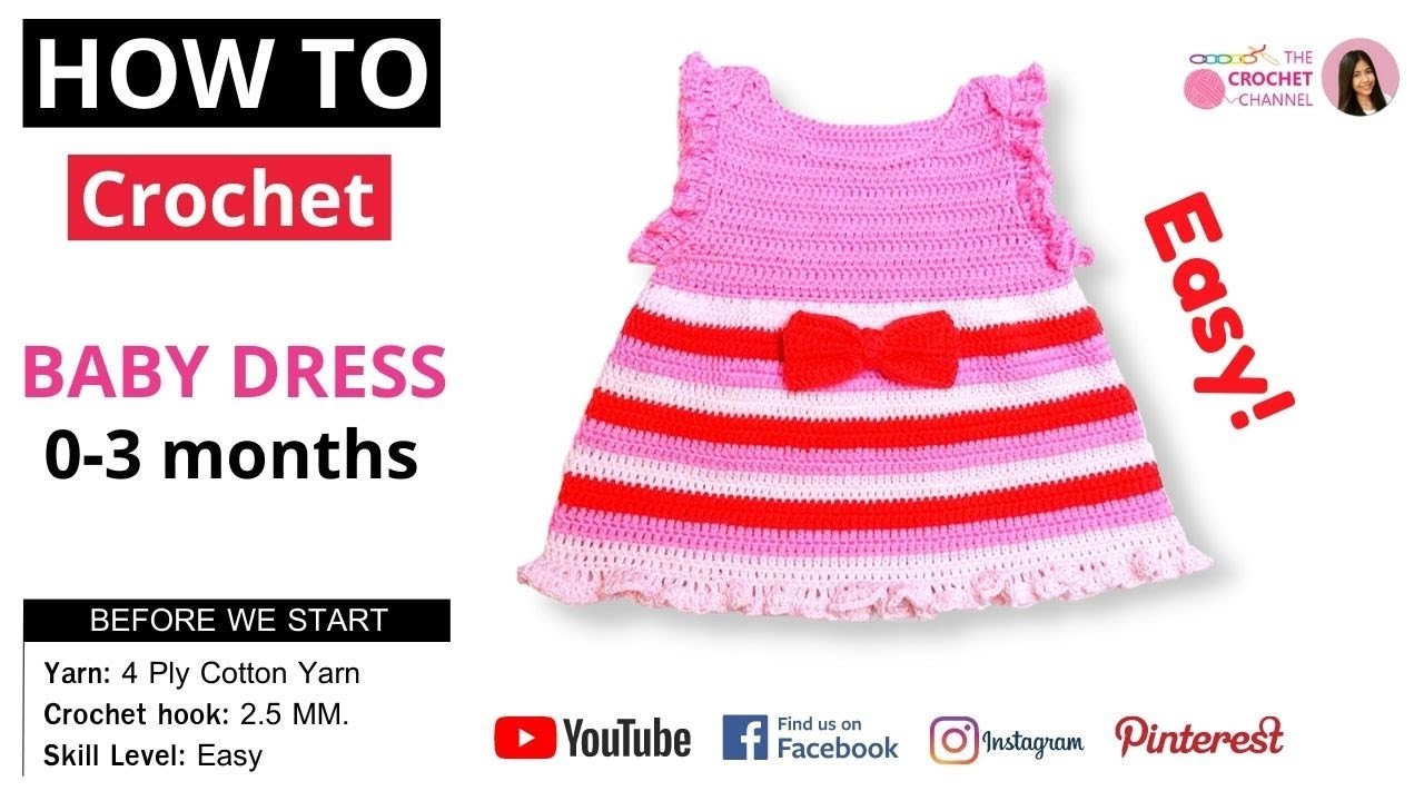 ????How To Crochet A Cute Baby Dress For Newborns - 3 Months | Free Crochet Pattern | Crochet Gift ????❤️