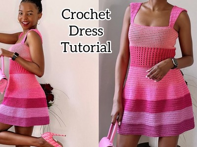How To Crochet A Simple Round Dress. Summer Dress