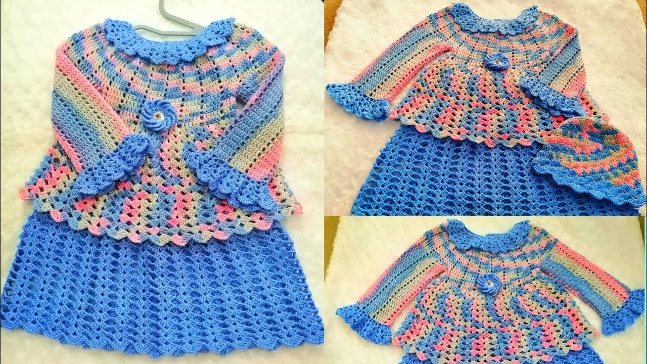 How to crochet baby girl frock 3 to 4 years.#crochetforbeginners #crochetbabydress. part 1