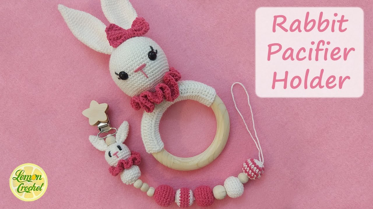 How to Crochet Baby toy set pacifier holder | Crochet Tutorials | Lemon Crochet
