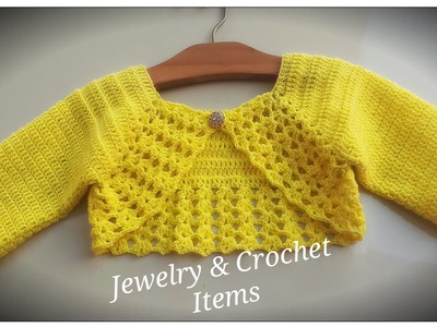 How To Crochet Bolero Jacket For 1 Year Baby |Crochet Shell Sts