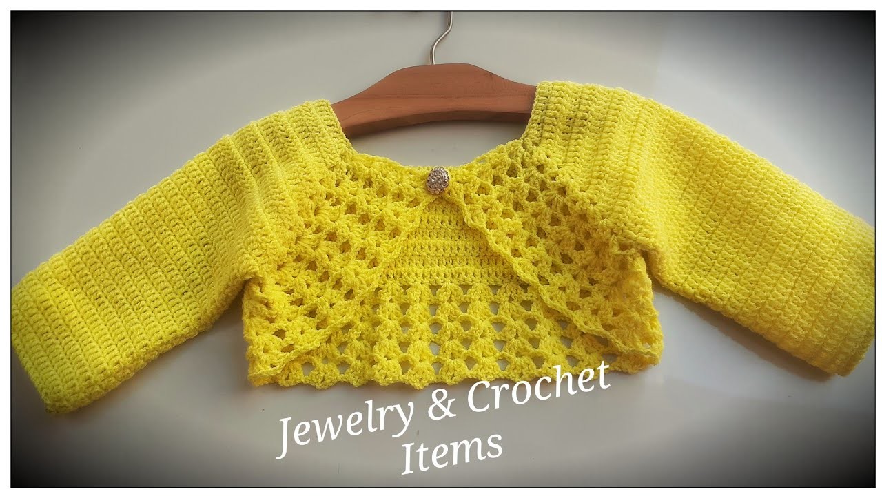 How To Crochet Bolero Jacket For 1 Year Baby |Crochet Shell Sts