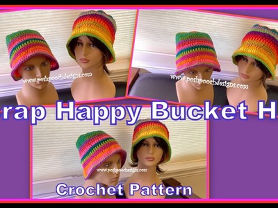 Scrap Happy Bucket Hat Crochet Pattern #crochet #crochetvideo