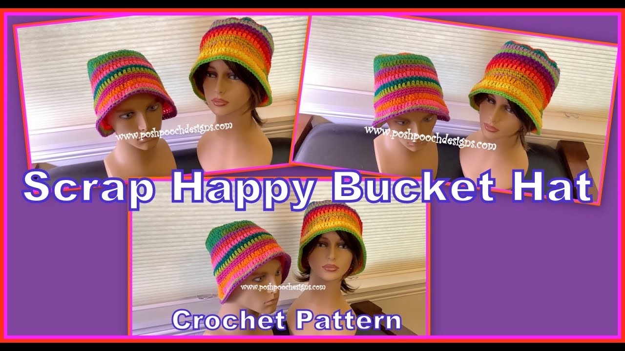 Scrap Happy Bucket Hat Crochet Pattern #crochet #crochetvideo