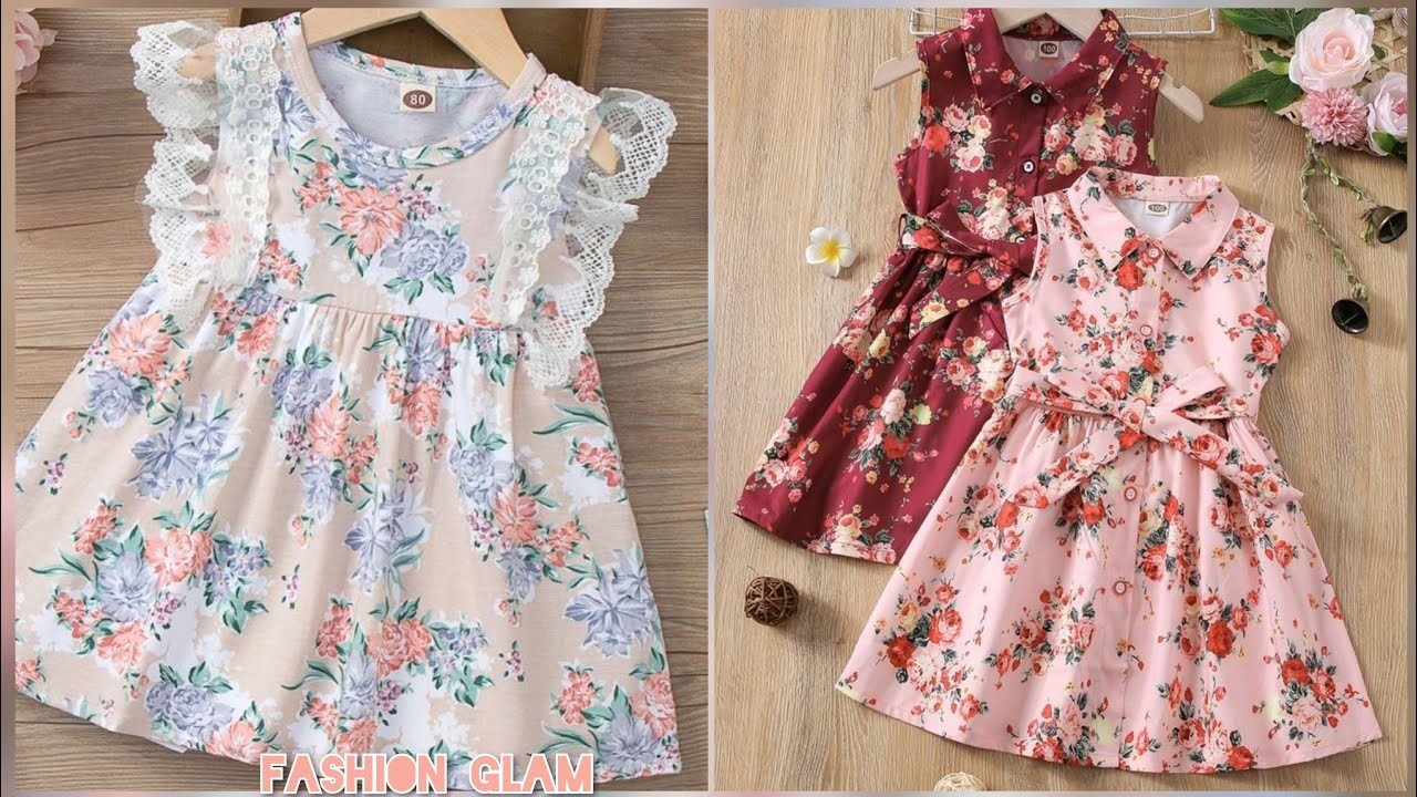 Shein Baby Allover Floral Print A-Line Shirt Dress.Casual Smock Dress For Baby Girls