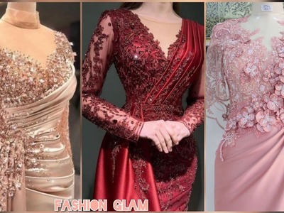 Top Designer's Beads Embellished Bodice Formal Evening Gowns.Mermaid Wedding Gowns