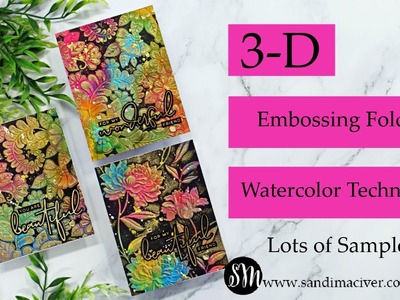 3D Embossing Folder Watercolor Technique for  Card Making
