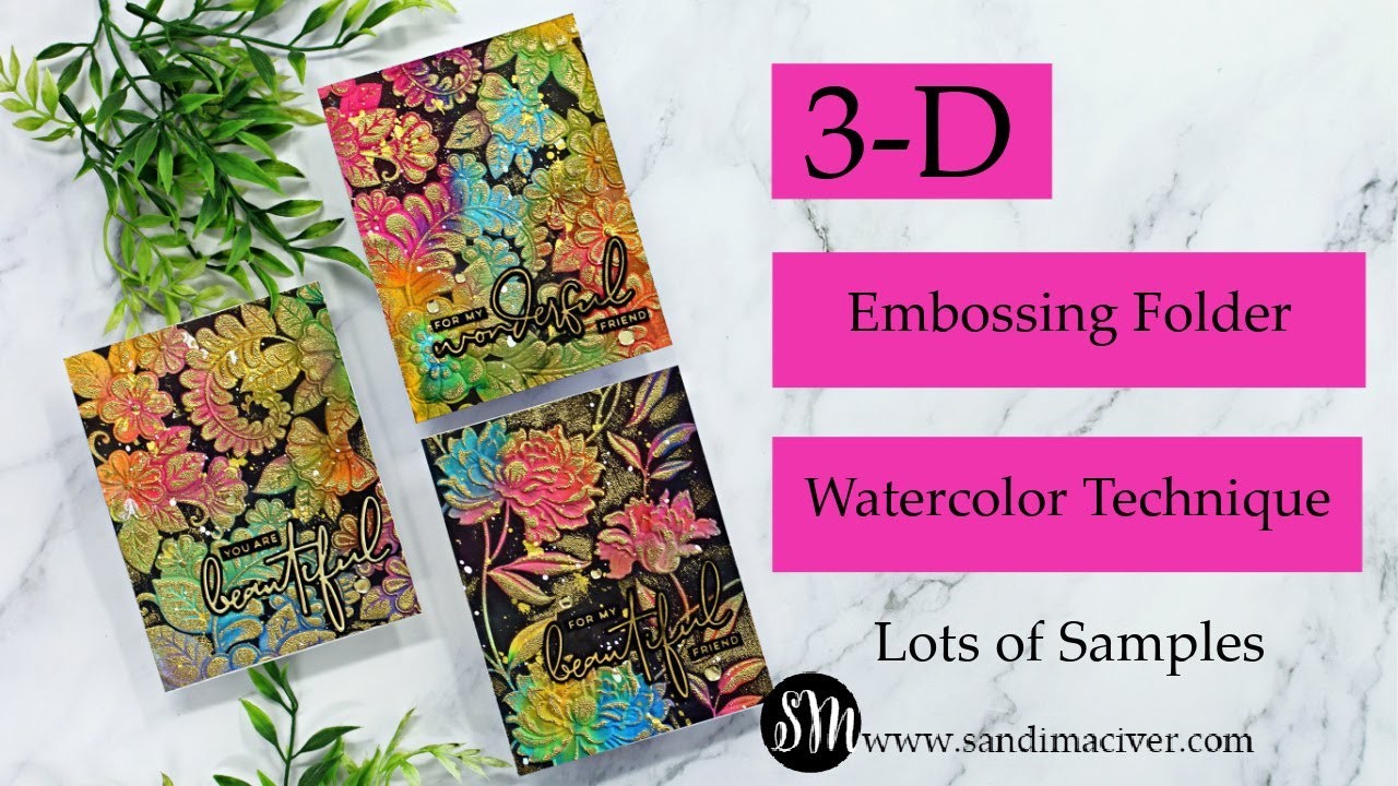 3D Embossing Folder Watercolor Technique for  Card Making