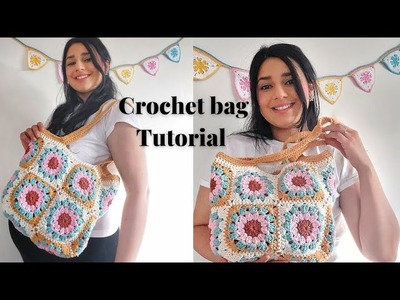 Crochet Tutorial: How to crochet an easy bag. Crochet Granny square bag that is great for beginners