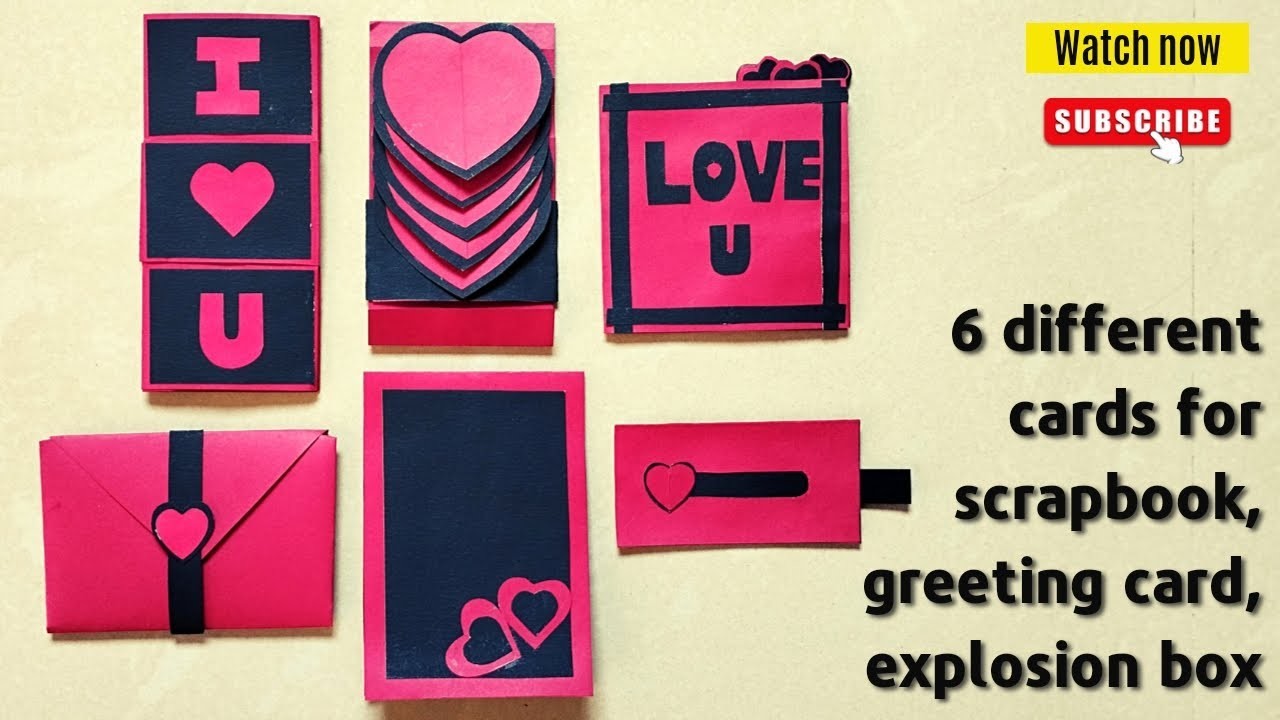 Different cards for scrapbook | love cards | how to make cards | explosion box | #valentinesday