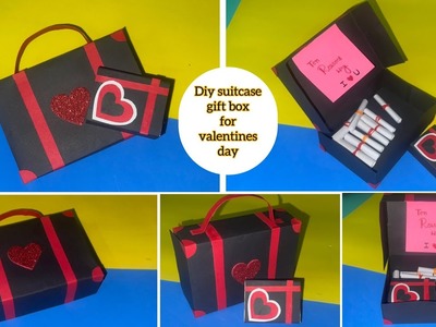 DIY valentine's day gift idea.diy birthday gift idea.diy paper suitcase gift box.diy gift box
