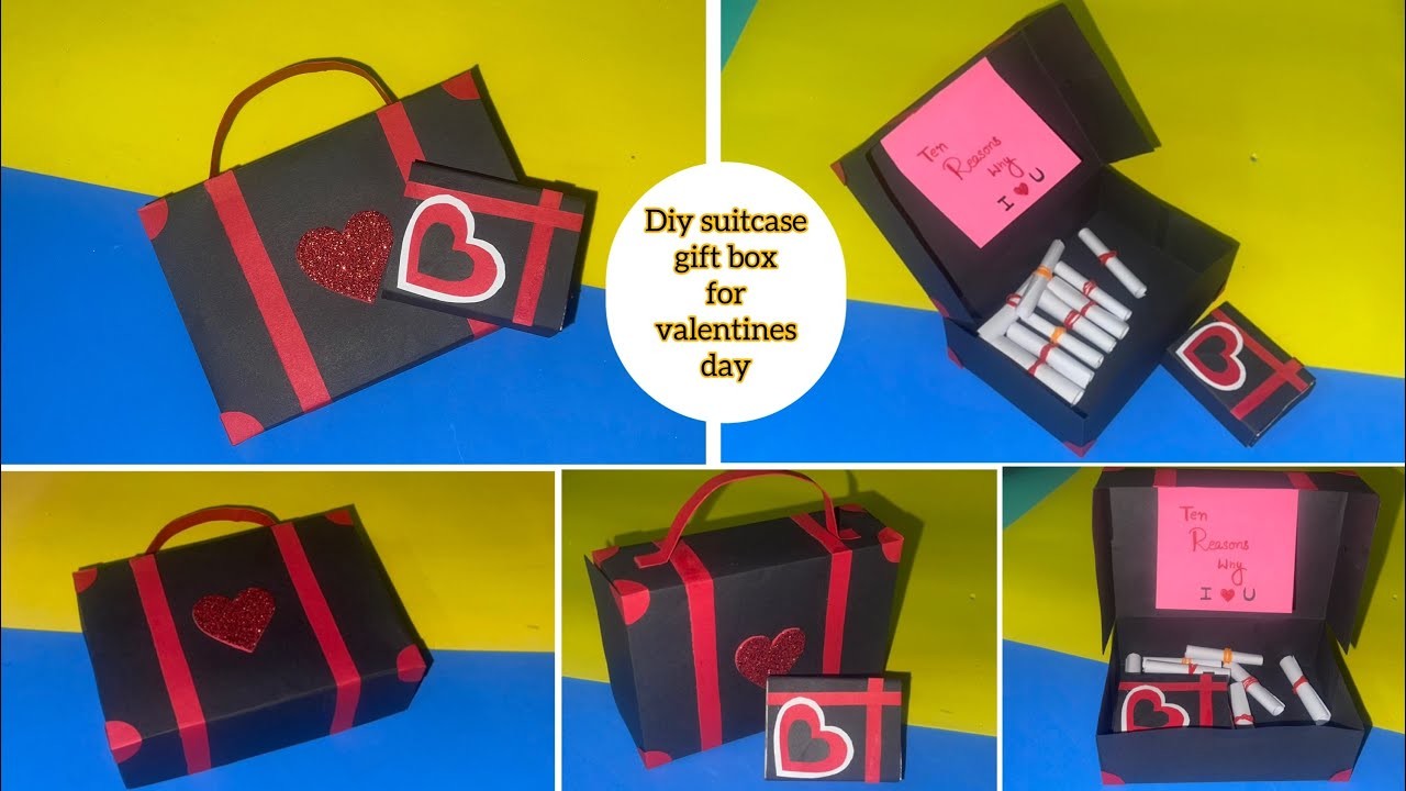 DIY valentine's day gift idea.diy birthday gift idea.diy paper suitcase gift box.diy gift box