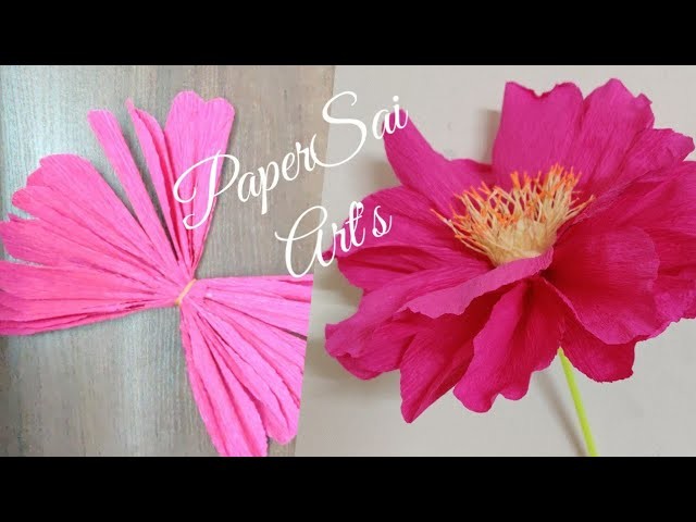 Flores de papel crêpe,How to Giant Crepe Paper Flower for room decoration,Handmade@PaperSai Art's