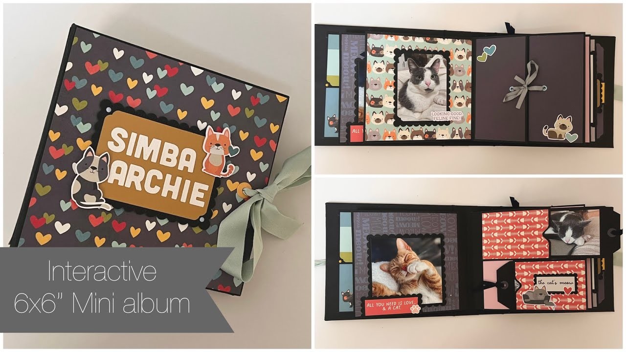 Interactive 6x6" mini album with photos - Simple stories pet shoppe cats. project share