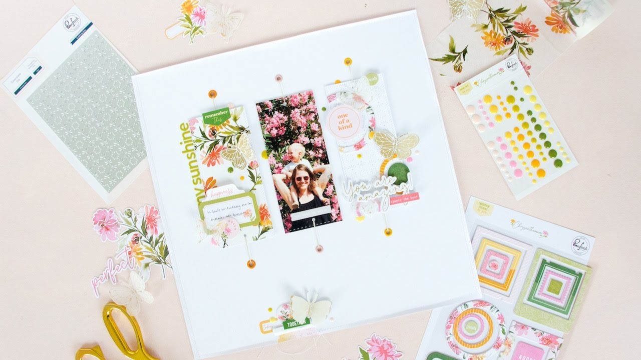 Live with Kathleen: Scrapbook Layout featuring Chrysanthemum collection + PFS dies