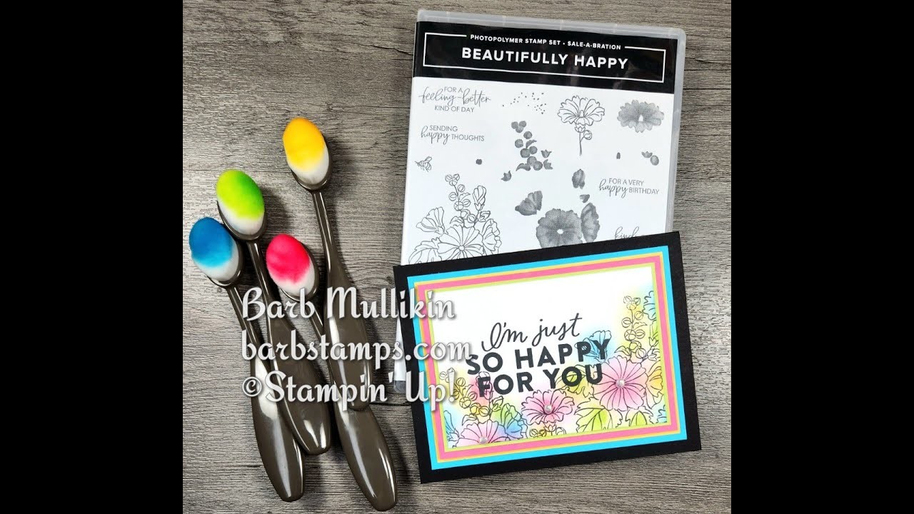 Make a Beautiful Bright Rainbow Card with Blending Brushes - Beautifully Happy