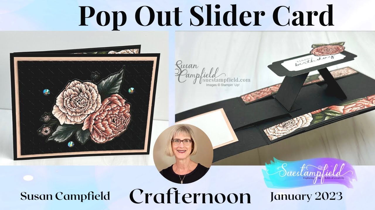 Pop Out Slider Fun Fold Card: Crafternoon January 2023