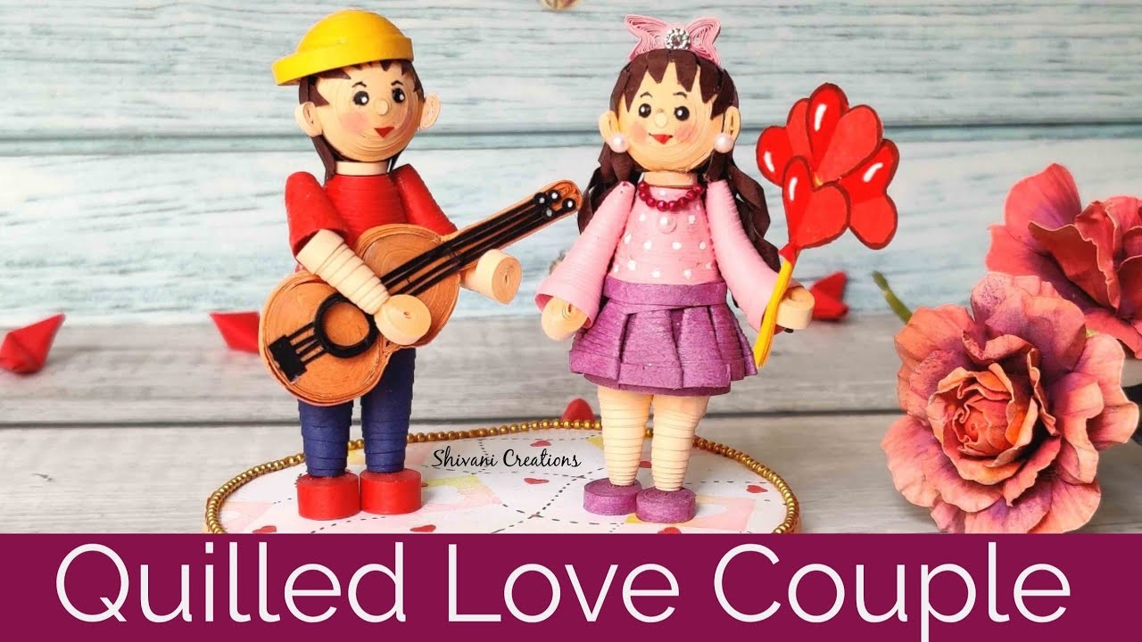 Quilling Love Couple. Valentine's Day Gift Idea. 3D Quilling