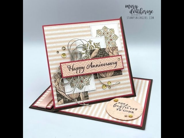 Stampin Up.Graceful Tiles.Abigail Rose DSP.Book Fold Corner Easel.Anniversary.Dainty Delight