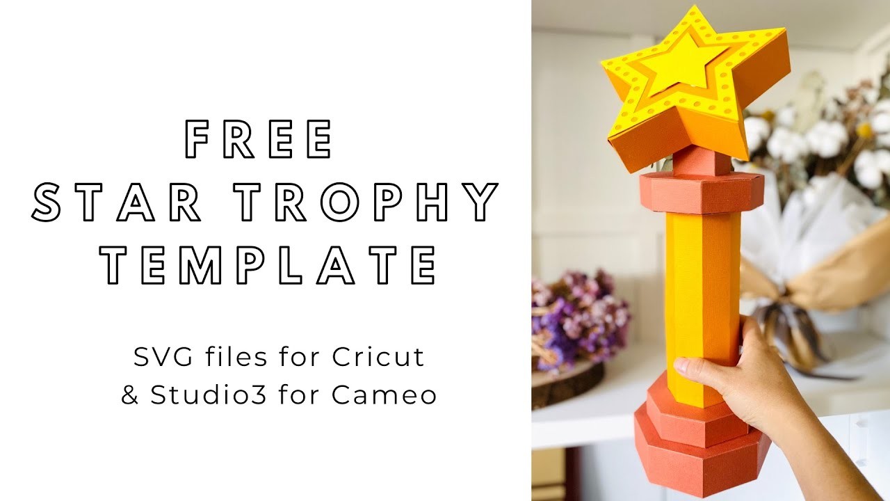Super fun paper craft project! Free Cricut and Silhouette Cameo templates. Star trophy award