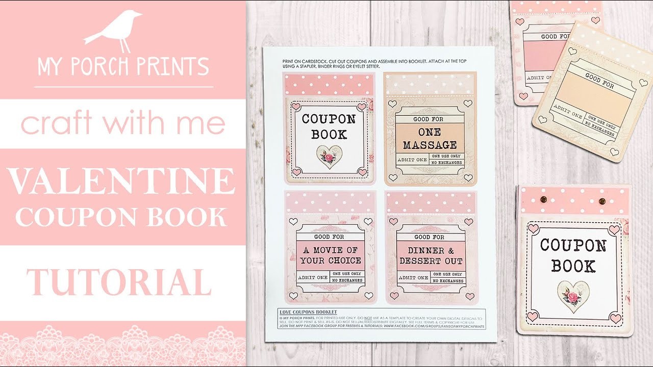 VALENTINE COUPON BOOKLET | Craft With Me!????| My Porch Prints Junk Journal & Crafting Tutorials