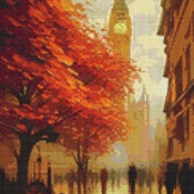 Autumn In London Cross Stitch Pattern