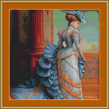 Blue Gown Cross Stitch Pattern