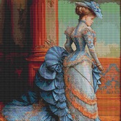 Blue Gown Cross Stitch Pattern