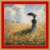 Blue Parasol Cross Stitch Pattern