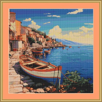 Boat On Shore Cross Stitch Pattern