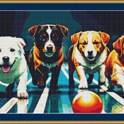 Bowling Dogs Cross Stitch Pattern