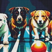 Bowling Dogs Cross Stitch Pattern