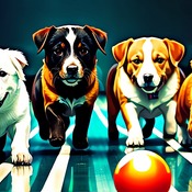 Bowling Dogs Cross Stitch Pattern