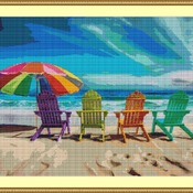 Colourful Beach Chairs Cross Stitch Pattern