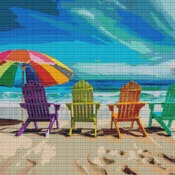 Colourful Beach Chairs Cross Stitch Pattern