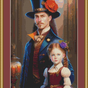 Father And Daughter Cross Stitch Pattern