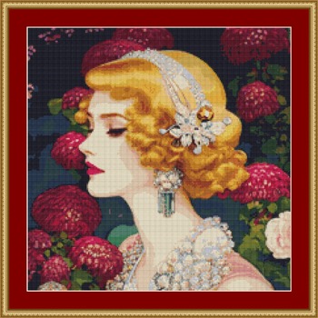 Flapper Woman Cross Stitch Pattern