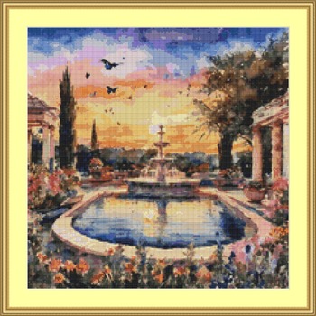 Fountain Cross Stitch Pattern