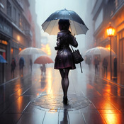 Girl In The Rain Cross Stitch Pattern