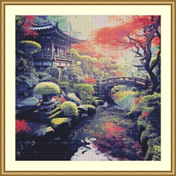 Japanese Garden Cross Stitch Pattern