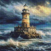 Lighthouse On The Rocks Cross Stitch Pattern